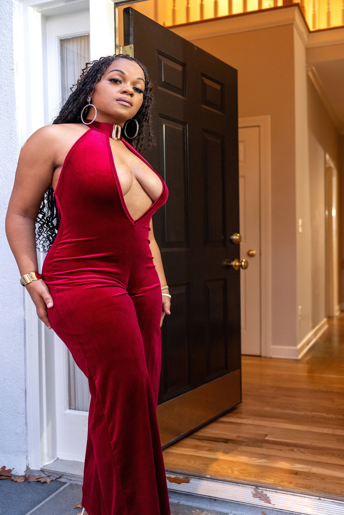 Wine Down Halter Jumpsuit